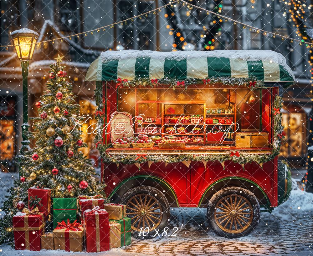 Kate Winter Christmas Night Street Truck Backdrop Designed by Emetselch - Image 5