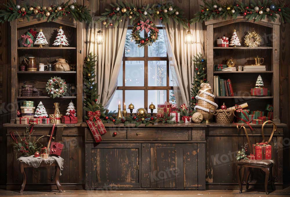 Kate Winter Christmas Retro Room Backdrop Designed by Chain Photography - Image 2