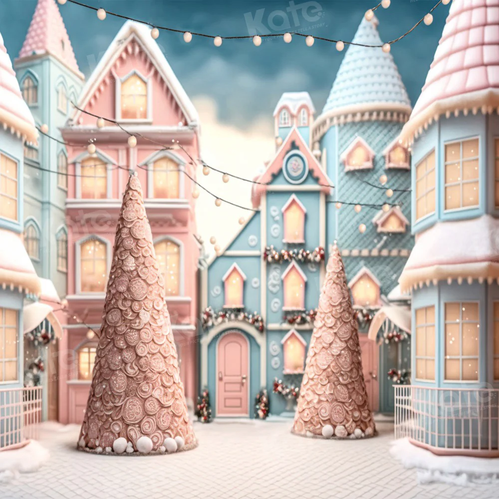 Kate Winter Christmas Town Backdrop for Photography - Image 2
