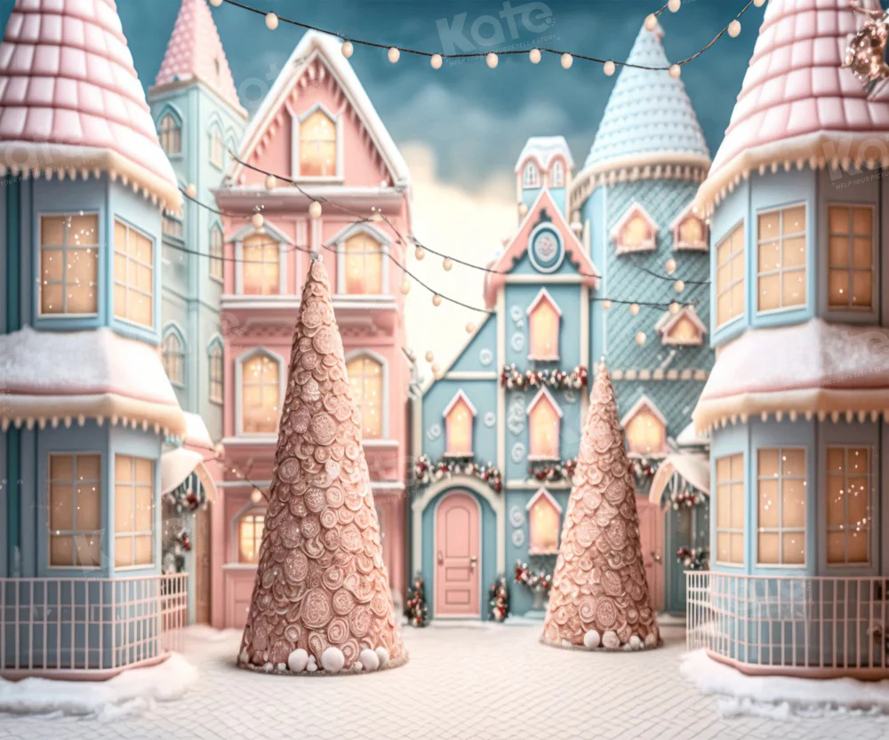 Kate Winter Christmas Town Backdrop for Photography - Image 3