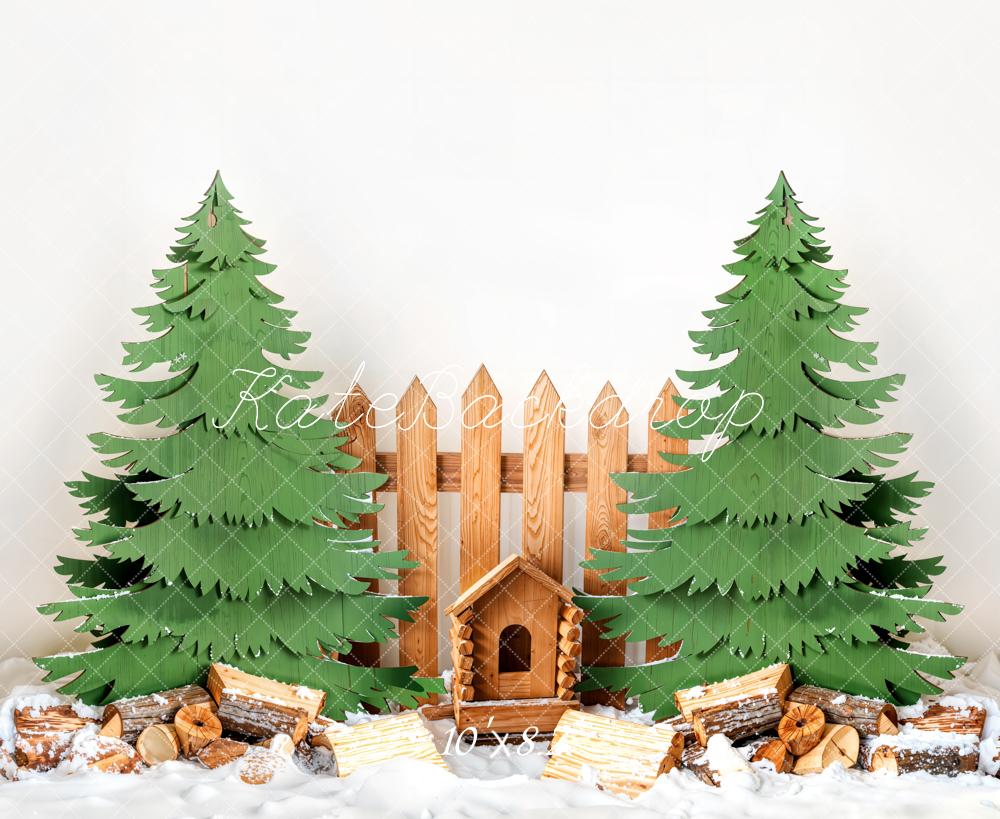 Kate Winter Christmas Tree Fence Backdrop Designed by Emetselch - Image 5