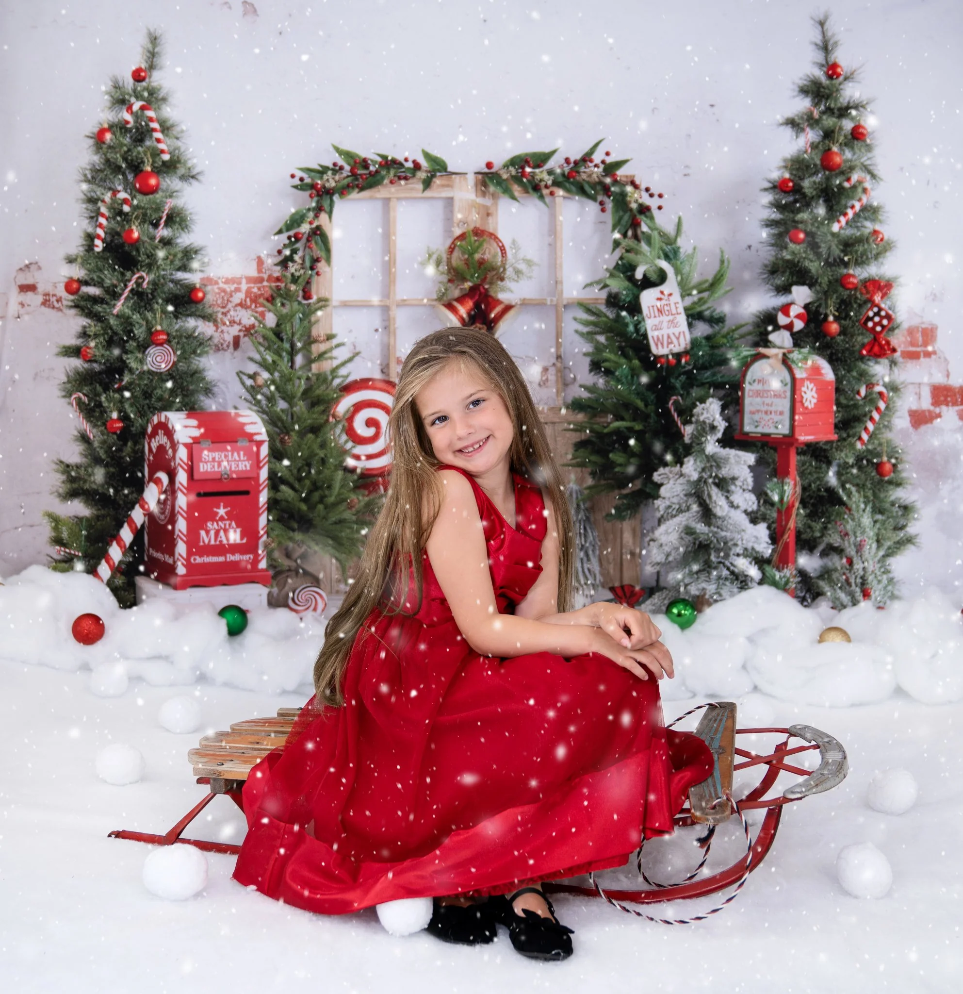 Kate Winter Christmas Tree Snow Backdrop Designed by Emetselch - Image 6