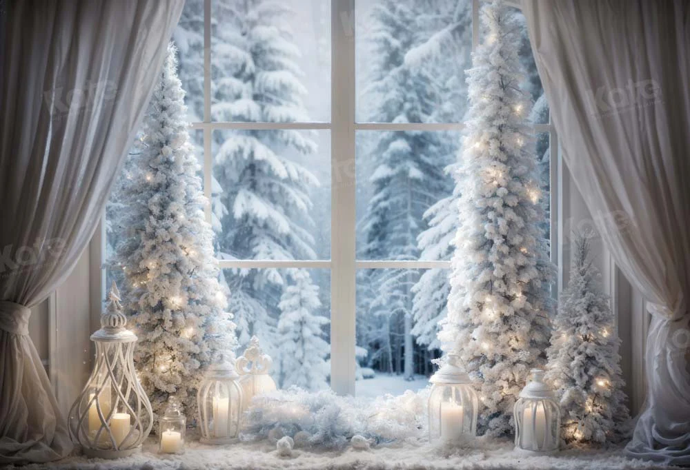 Kate Winter Christmas Tree Window Backdrop Designed by Emetselch - Image 2