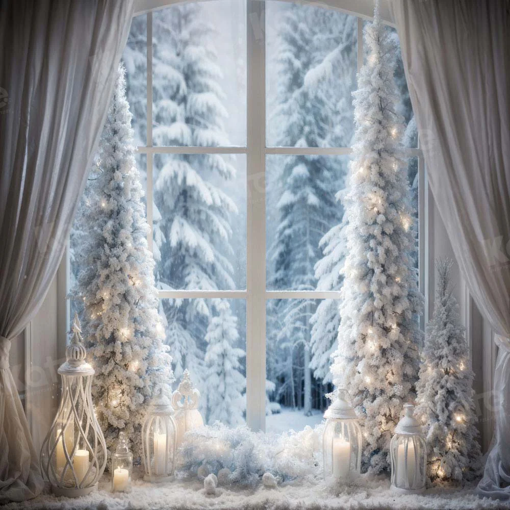 Kate Winter Christmas Tree Window Backdrop Designed by Emetselch - Image 4