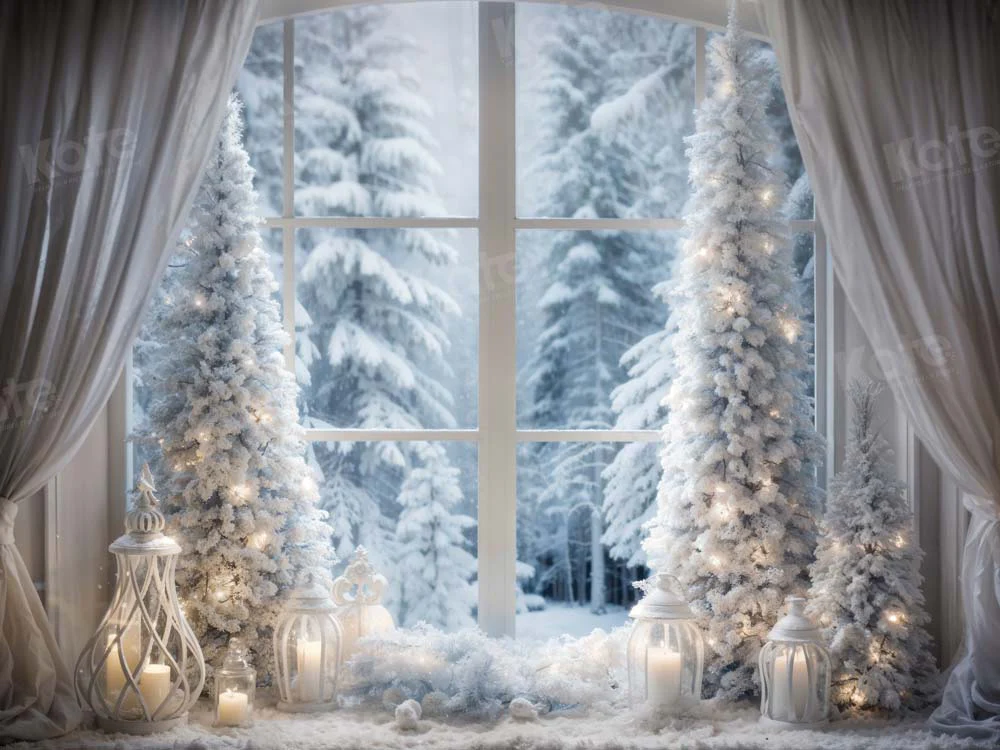 Kate Winter Christmas Tree Window Backdrop Designed by Emetselch - Image 5