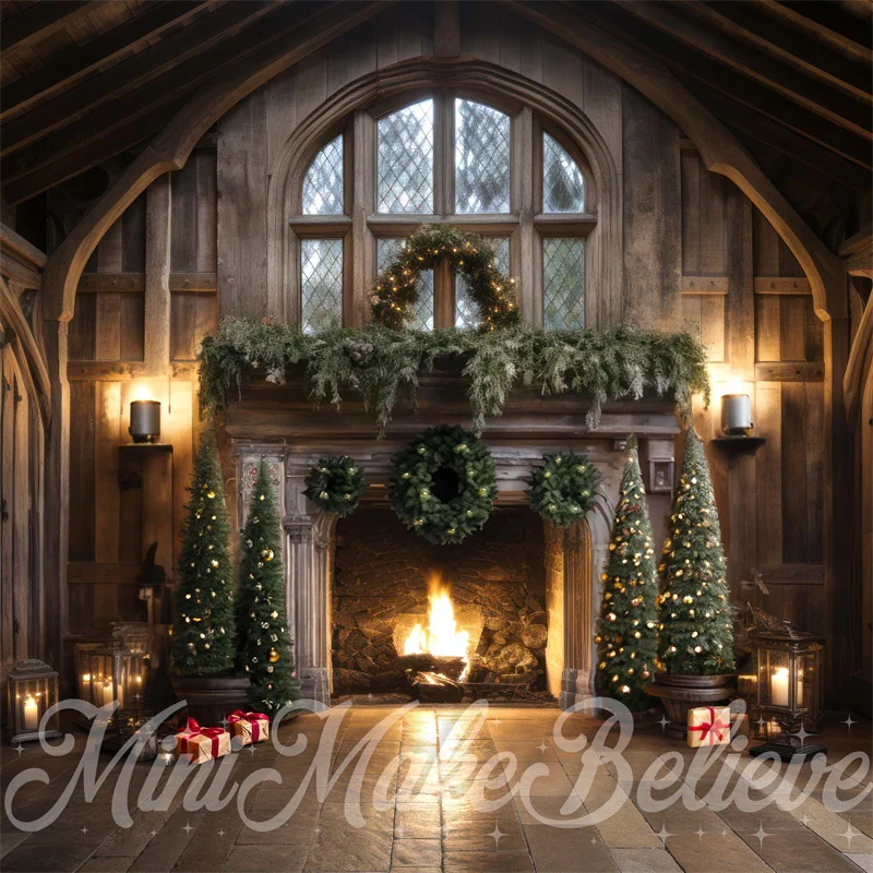 Kate Winter Christmas Trees Fireplace Backdrop Designed by Mini MakeBelieve - Image 2