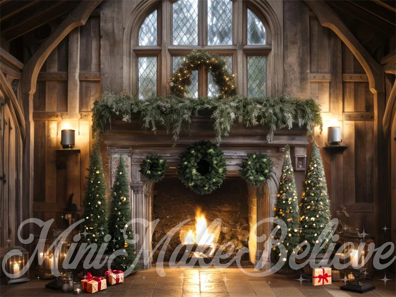Kate Winter Christmas Trees Fireplace Backdrop Designed by Mini MakeBelieve - Image 3