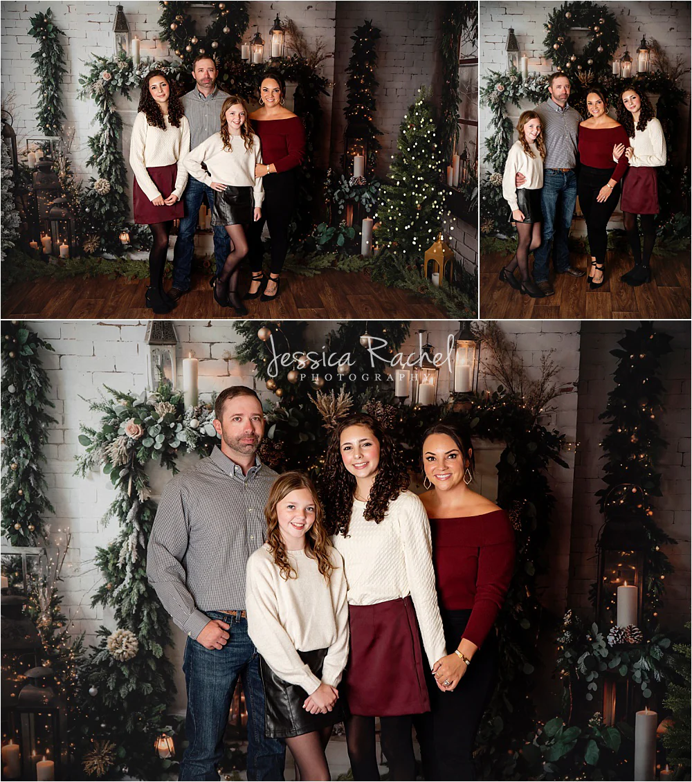 Kate Winter Christmas White Brick Fireplace Backdrop Designed by Emetselch - Image 3