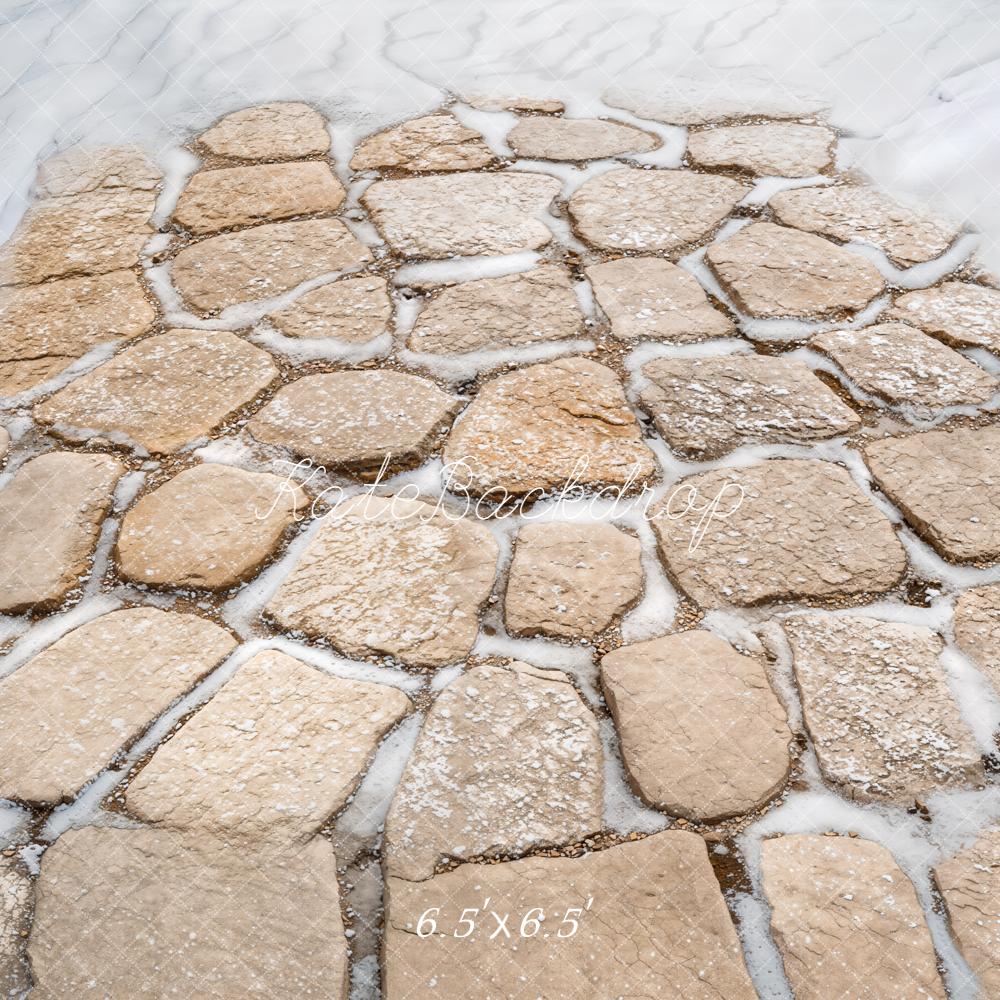 Kate Winter Cobblestone Snow Floor Backdrop Designed by Emetselch - Image 2