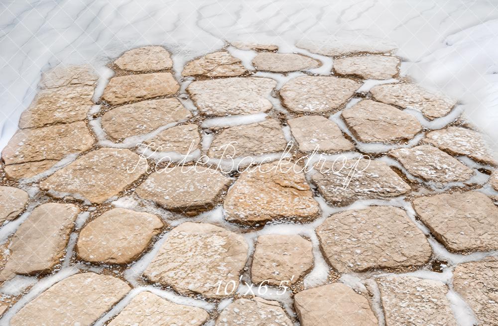 Kate Winter Cobblestone Snow Floor Backdrop Designed by Emetselch - Image 3