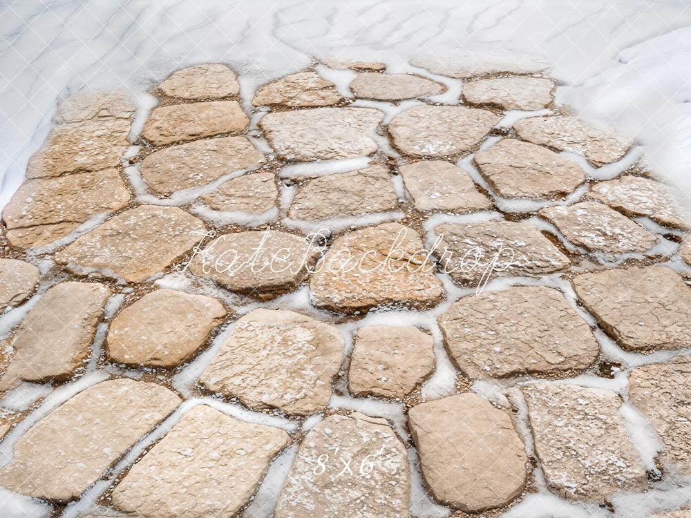 Kate Winter Cobblestone Snow Floor Backdrop Designed by Emetselch - Image 4