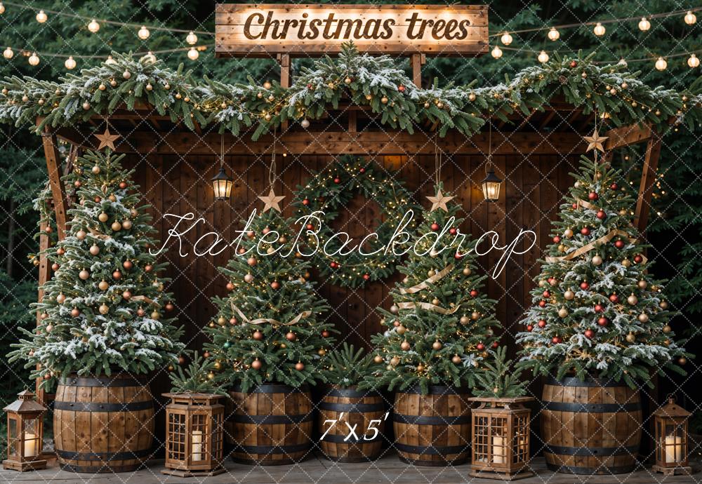 Kate Winter Dark Green Christmas Tree Forest Backdrop Designed by Emetselch - Image 2