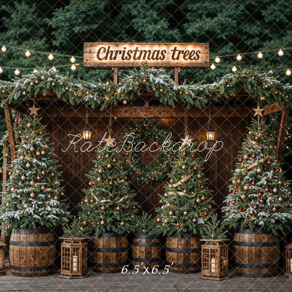 Kate Winter Dark Green Christmas Tree Forest Backdrop Designed by Emetselch - Image 4