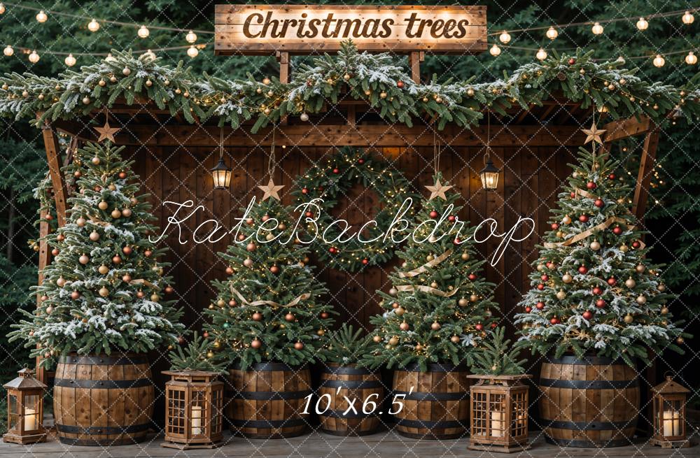 Kate Winter Dark Green Christmas Tree Forest Backdrop Designed by Emetselch - Image 6