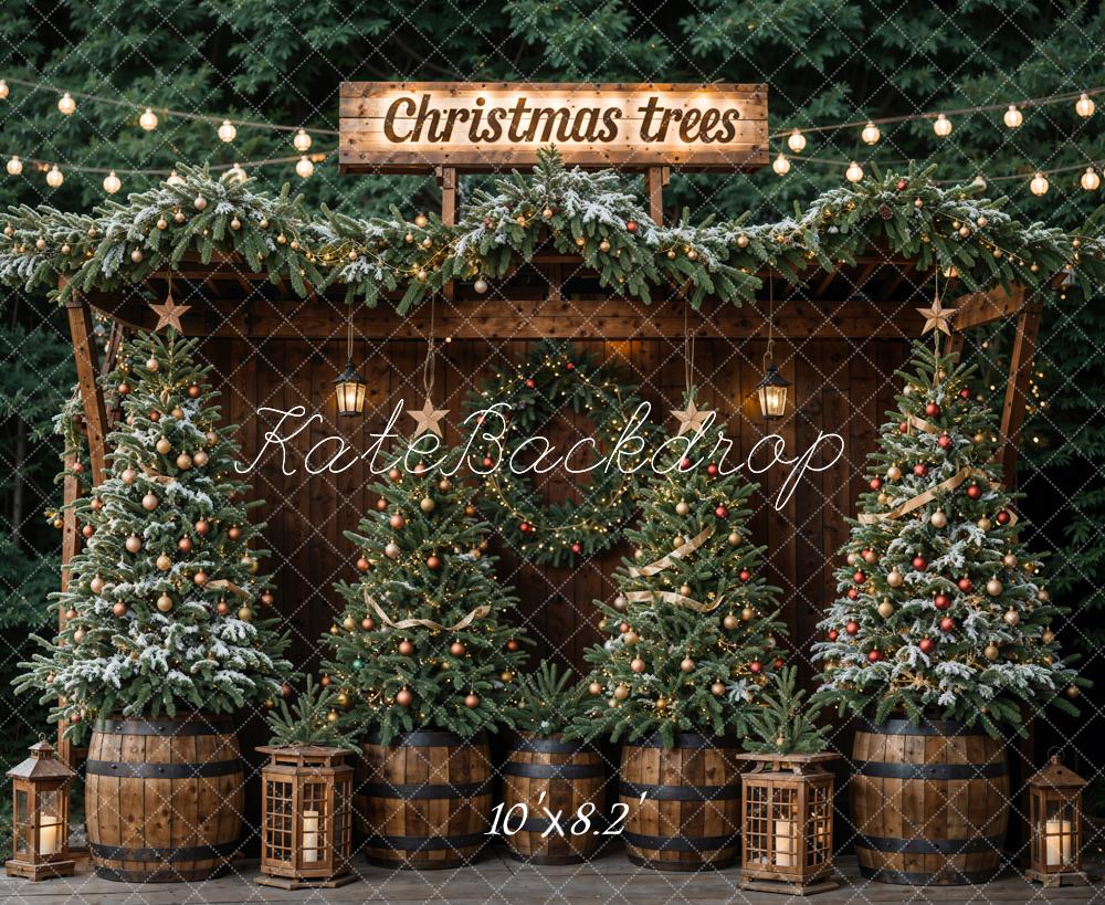 Kate Winter Dark Green Christmas Tree Forest Backdrop Designed by Emetselch - Image 7