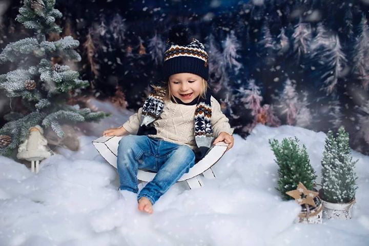 Kate Winter Dream Christmas Night Trees Backdrop for Photography Designed By Jerry_Sina - Image 5