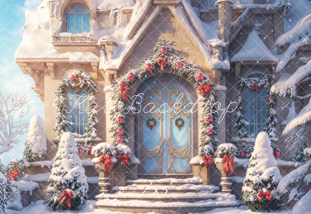 Kate Winter Fantasy Christmas Snow Cottage Backdrop Designed by Chain Photography