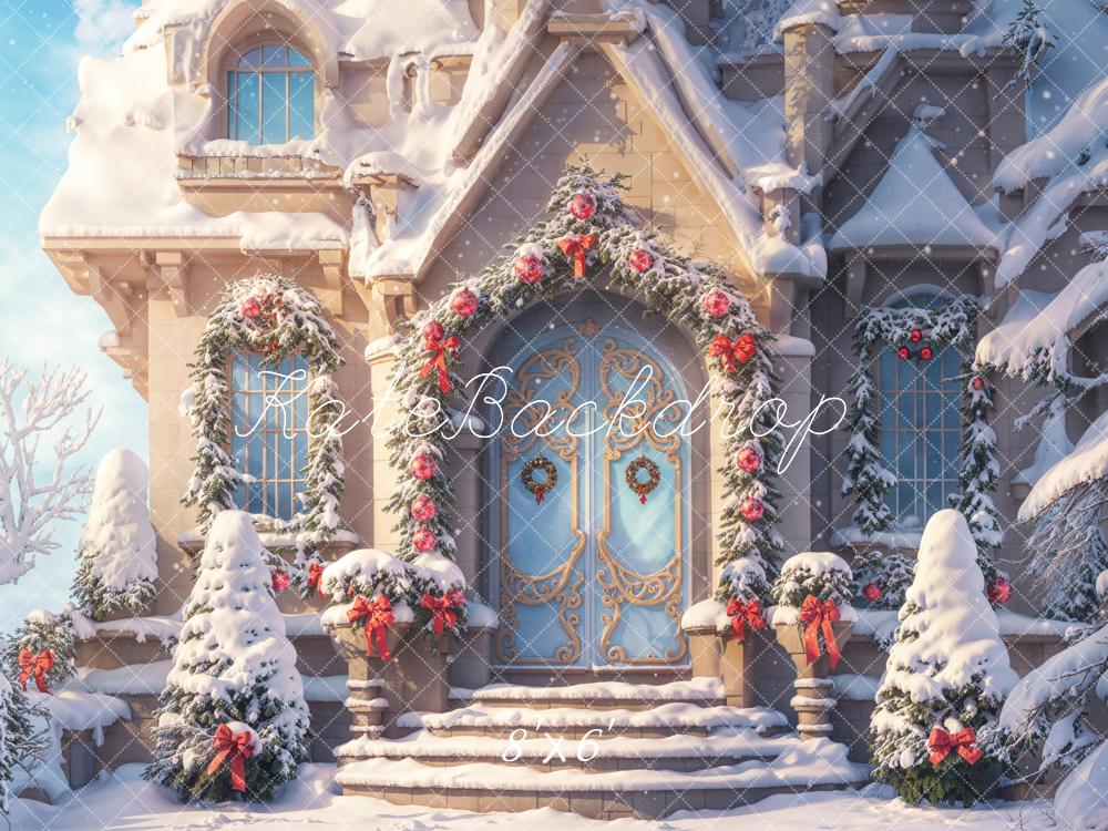 Kate Winter Fantasy Christmas Snow Cottage Backdrop Designed by Chain Photography - Image 3