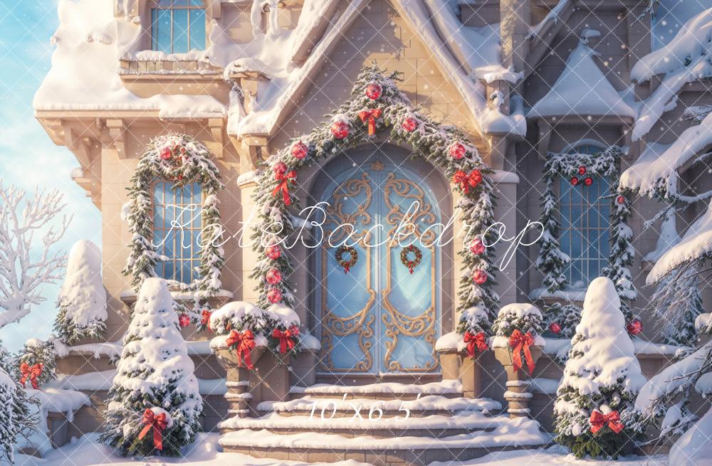 Kate Winter Fantasy Christmas Snow Cottage Backdrop Designed by Chain Photography - Image 4