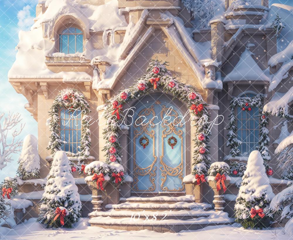 Kate Winter Fantasy Christmas Snow Cottage Backdrop Designed by Chain Photography - Image 5