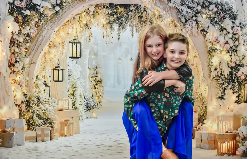 Kate Winter Floral Arch Presents Lanterns Backdrop Designed by Emetselch - Image 3