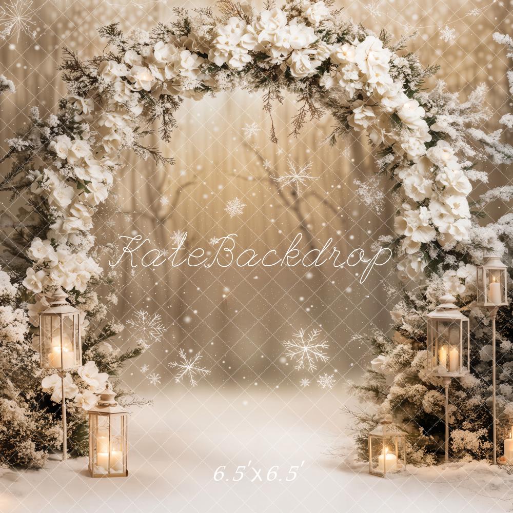 Kate Winter Floral Arch Snow Backdrop Designed by Emetselch - Image 2