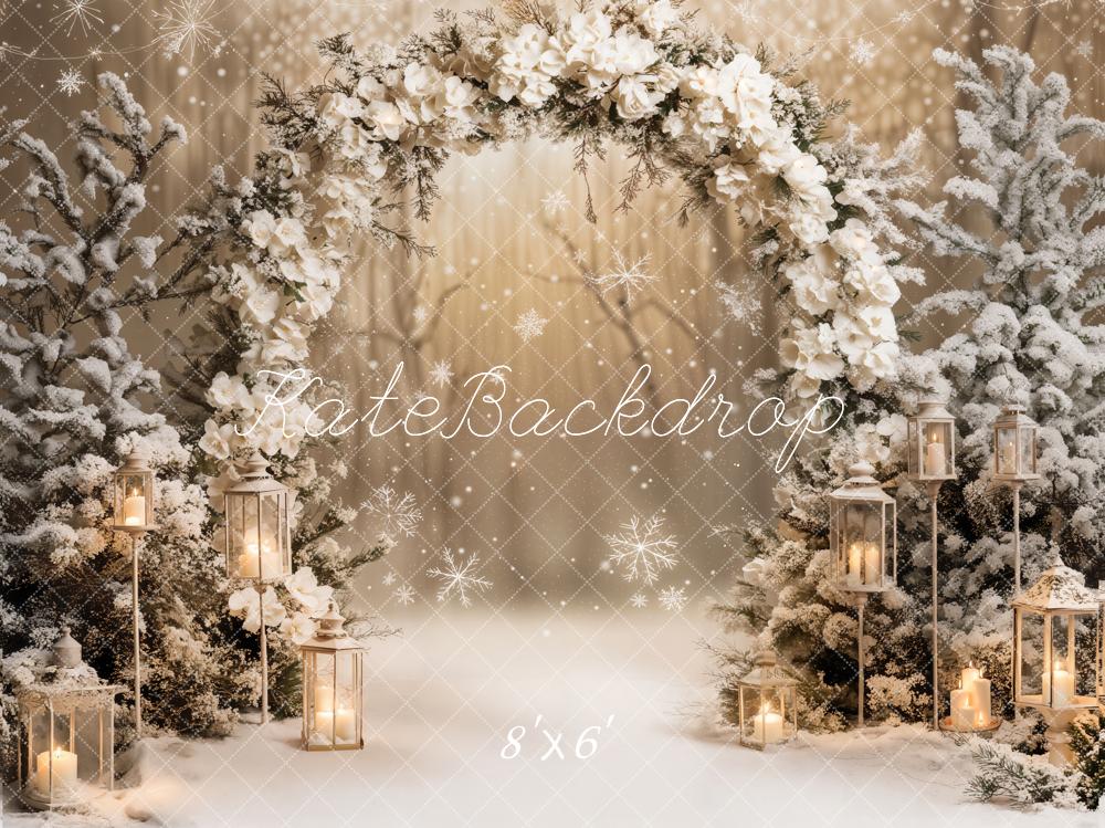 Kate Winter Floral Arch Snow Backdrop Designed by Emetselch - Image 3