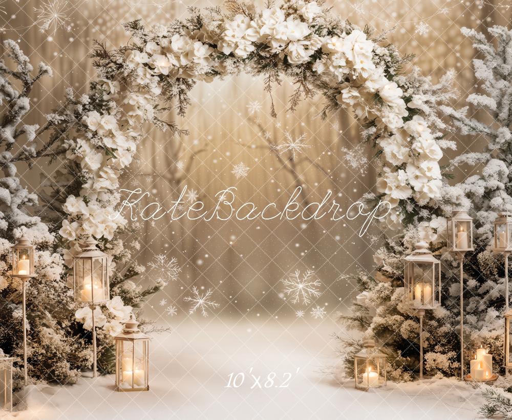 Kate Winter Floral Arch Snow Backdrop Designed by Emetselch - Image 5