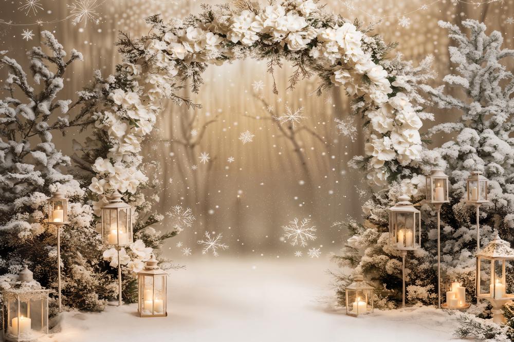 Kate Winter Floral Arch Snow Backdrop Designed by Emetselch - Image 7