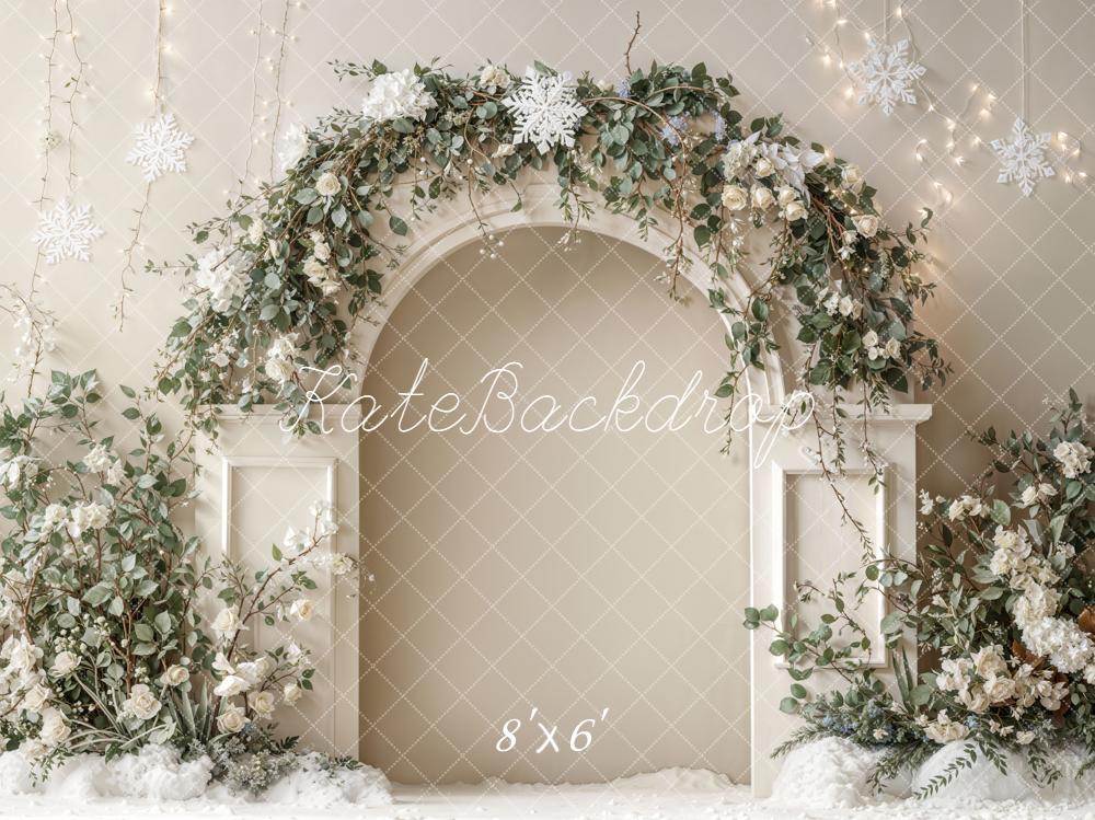 Kate Winter Flower Arch Snowflakes Backdrop Designed by Emetselch - Image 3