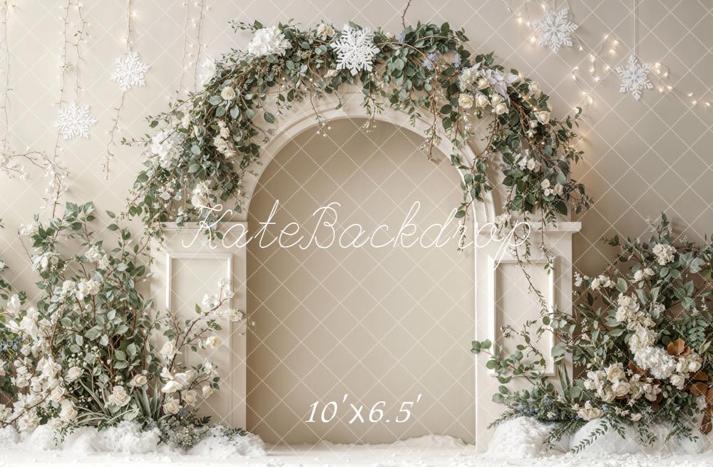 Kate Winter Flower Arch Snowflakes Backdrop Designed by Emetselch - Image 4