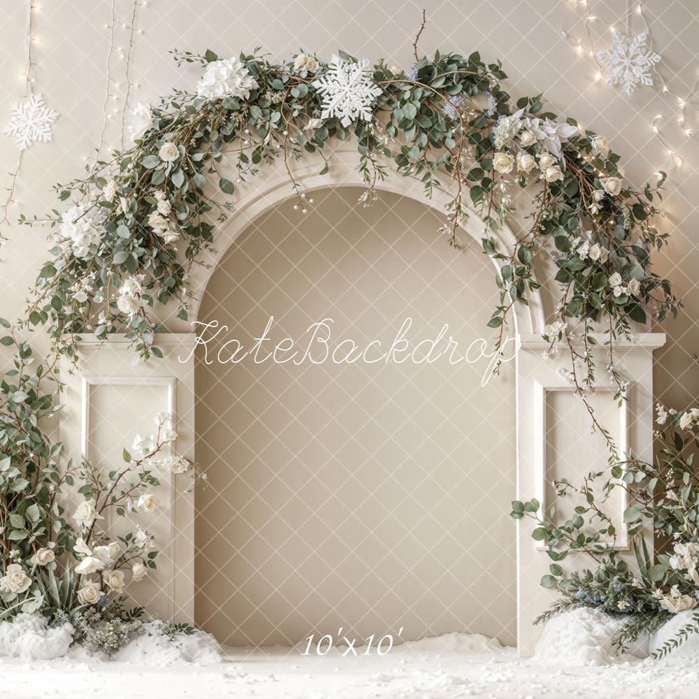 Kate Winter Flower Arch Snowflakes Backdrop Designed by Emetselch - Image 7