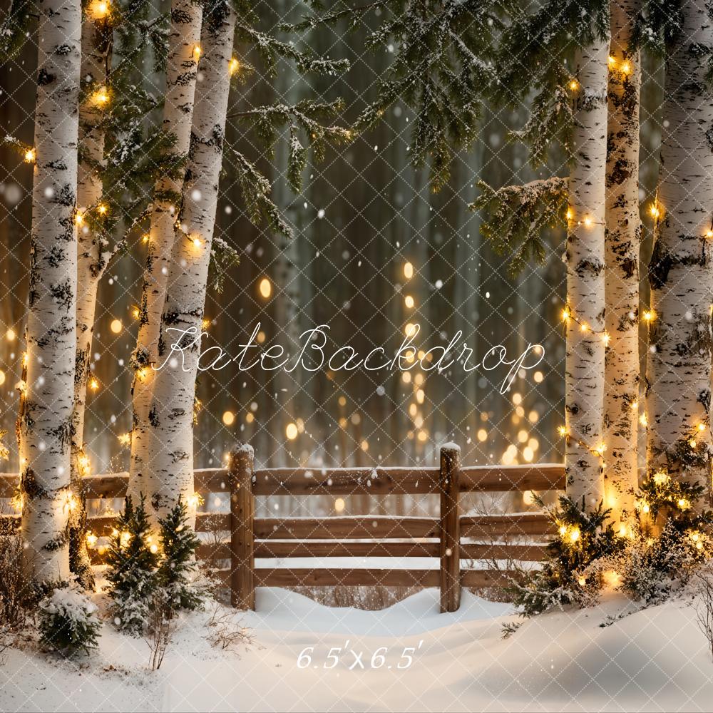 Kate Winter Forest Lights Fence Backdrop Designed by Emetselch - Image 2