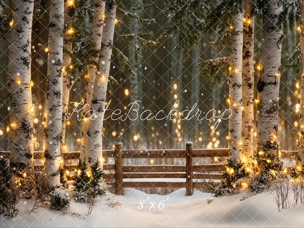 Kate Winter Forest Lights Fence Backdrop Designed by Emetselch - Image 3
