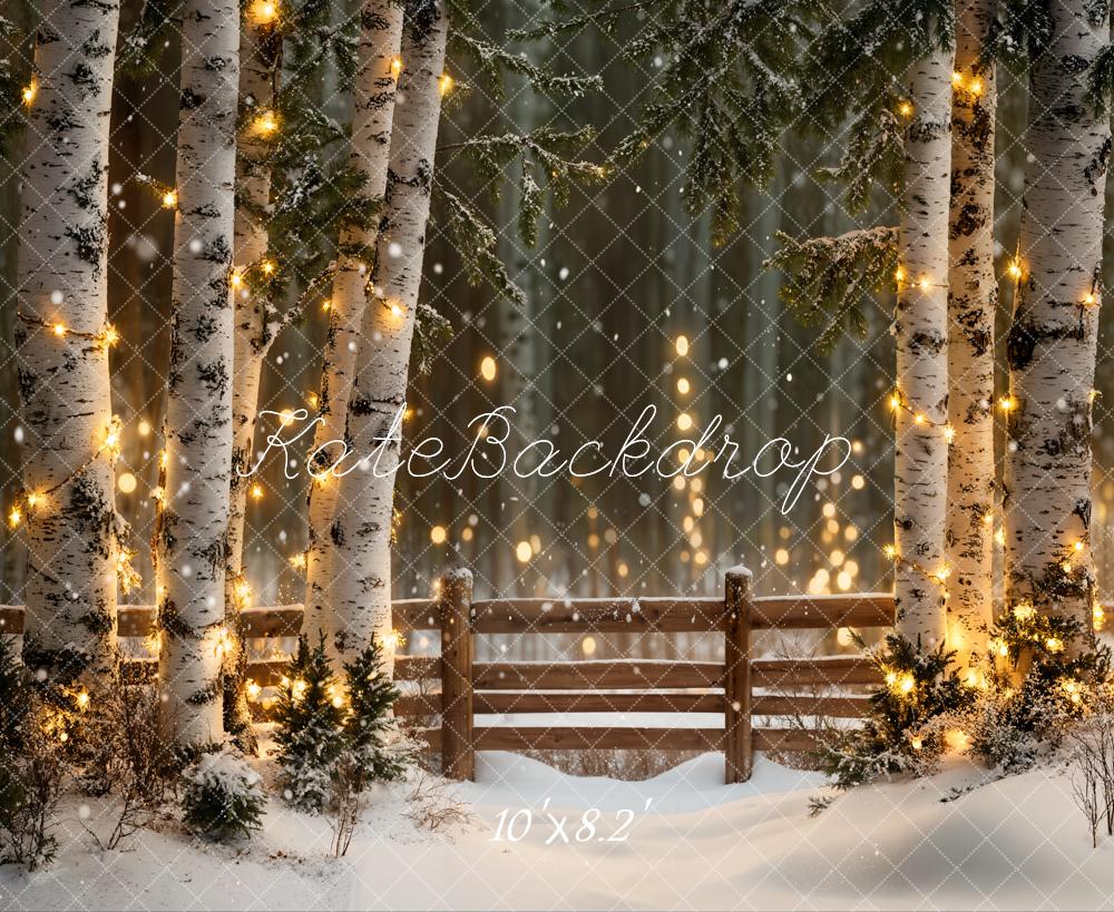 Kate Winter Forest Lights Fence Backdrop Designed by Emetselch - Image 5