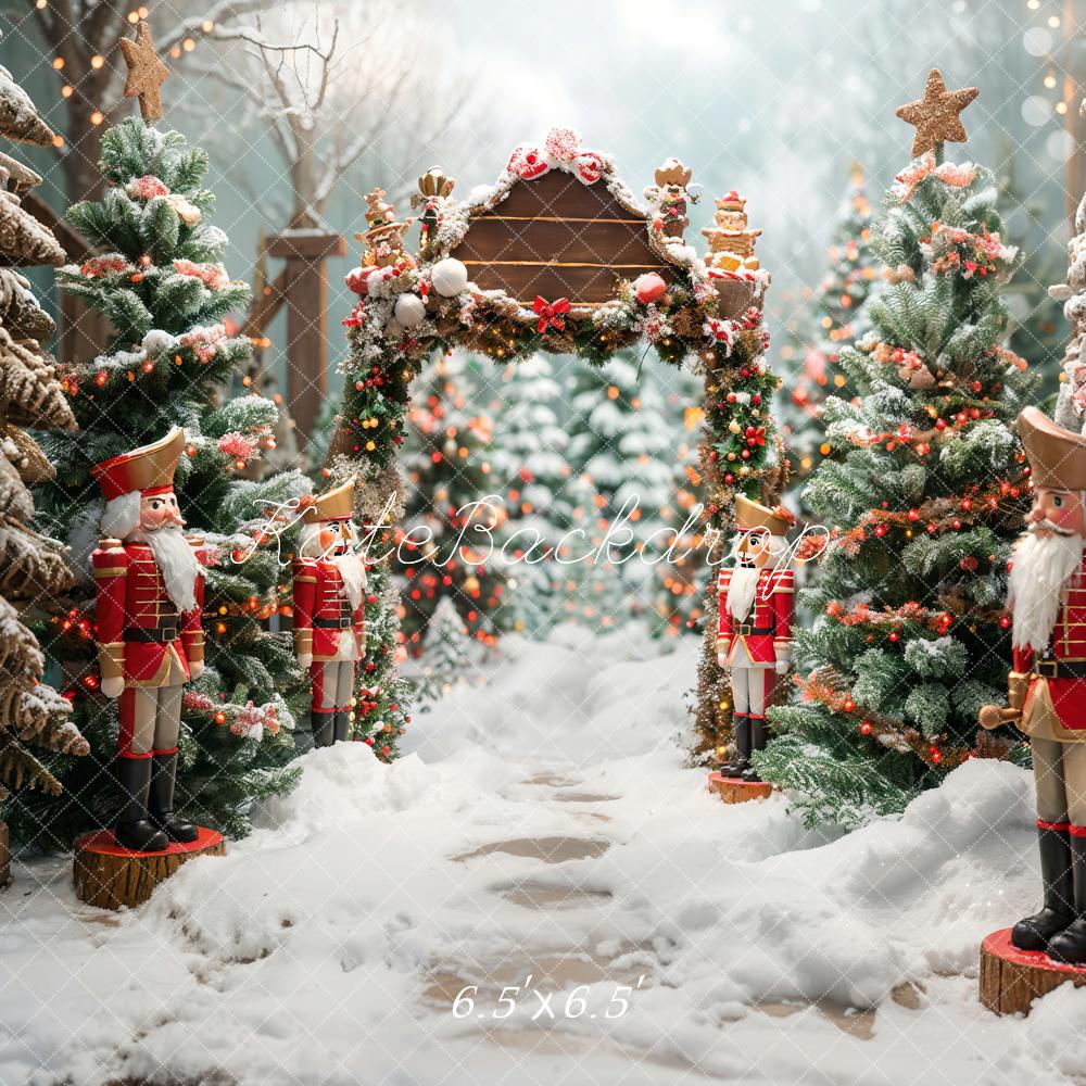 Kate Winter Forest White Snow Nutcracker Christmas Backdrop Designed by Emetselch - Image 3