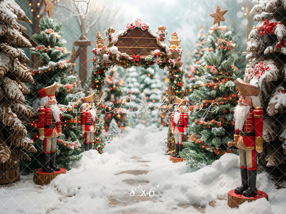 Kate Winter Forest White Snow Nutcracker Christmas Backdrop Designed by Emetselch - Image 4