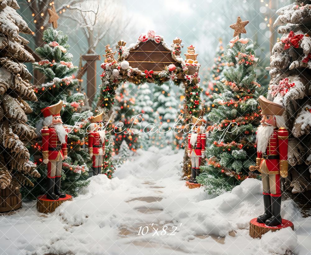 Kate Winter Forest White Snow Nutcracker Christmas Backdrop Designed by Emetselch - Image 6