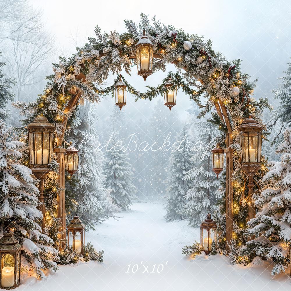 Kate Winter Garland Arch Lantern Snow Forest Backdrop Designed by Emetselch - Image 7
