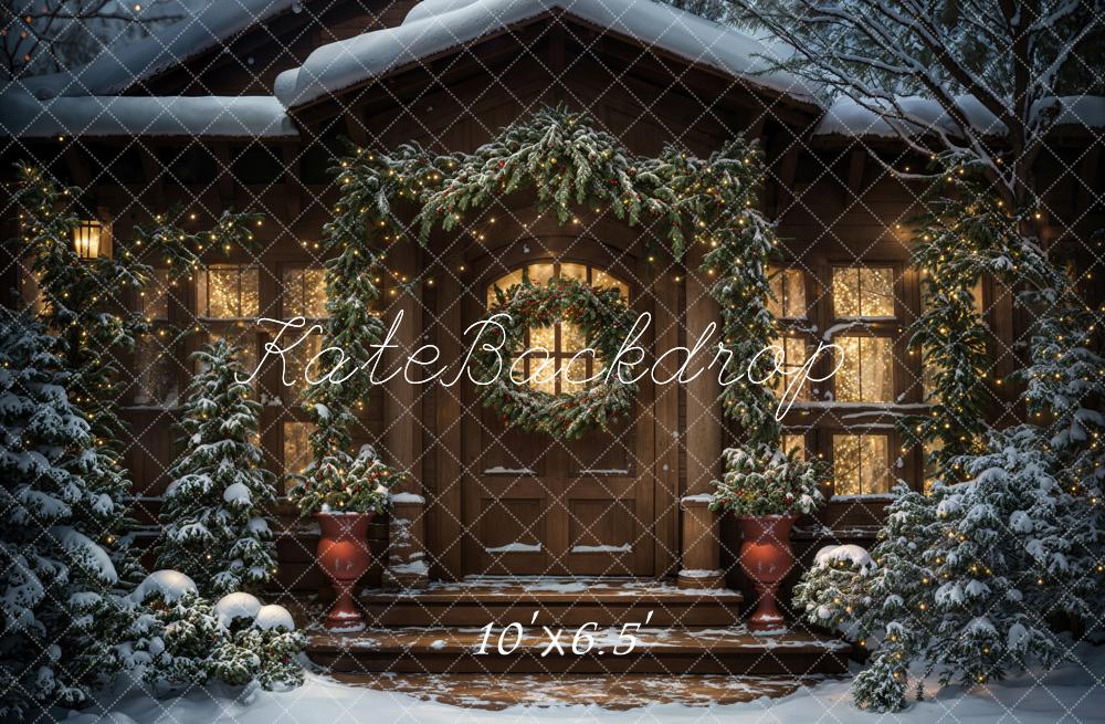 Kate Winter Night Christmas Cabin Backdrop Designed by Chain Photography - Image 4