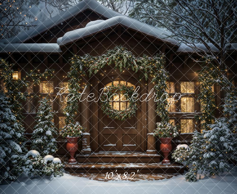 Kate Winter Night Christmas Cabin Backdrop Designed by Chain Photography - Image 5
