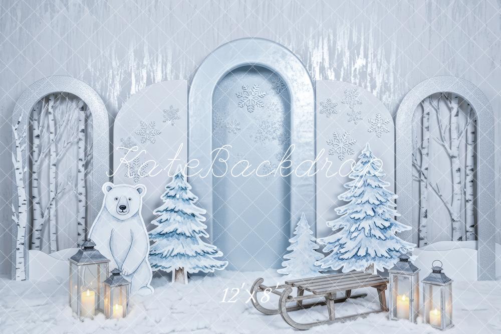 Kate Winter Polar Bear Snowy Trees Sled Backdrop Designed by Patty Robert - Image 8