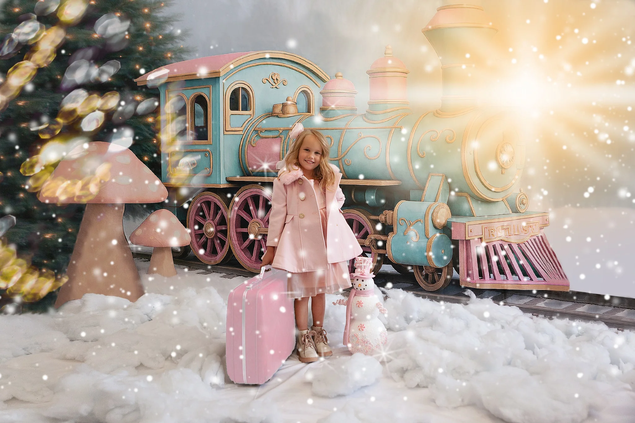 Kate Winter Polar Train Snow Christmas Backdrop Designed by Ashley Paul