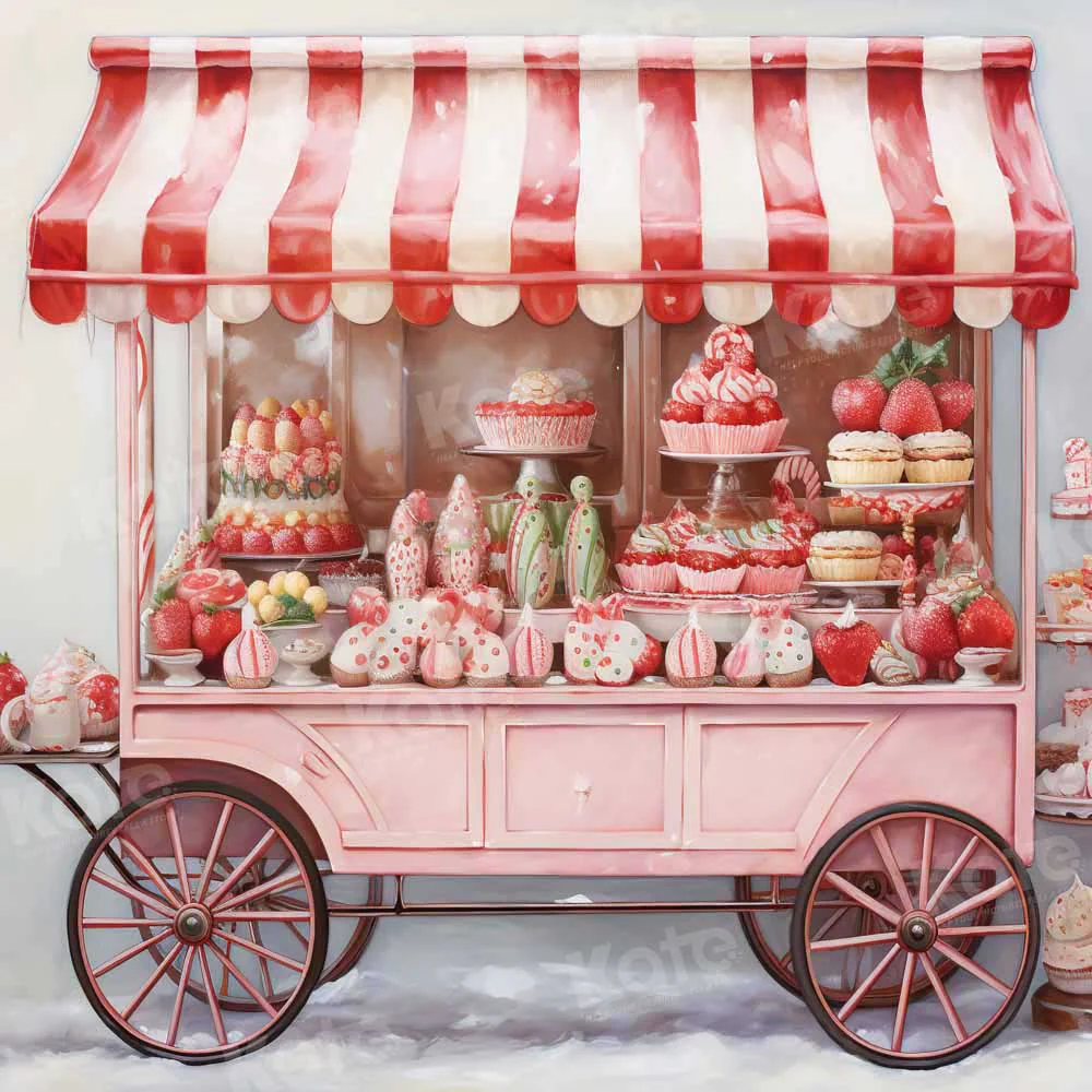 Kate Winter Red Dessert Cart Snow Backdrop Designed by Emetselch - Image 2