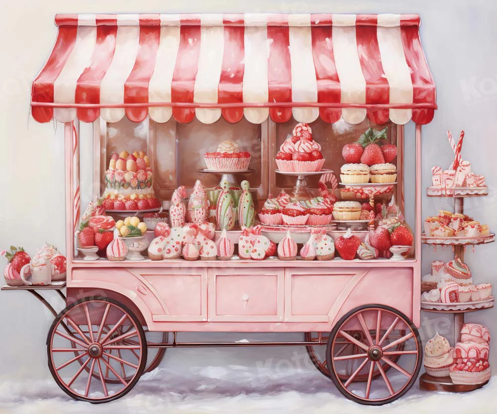 Kate Winter Red Dessert Cart Snow Backdrop Designed by Emetselch - Image 3