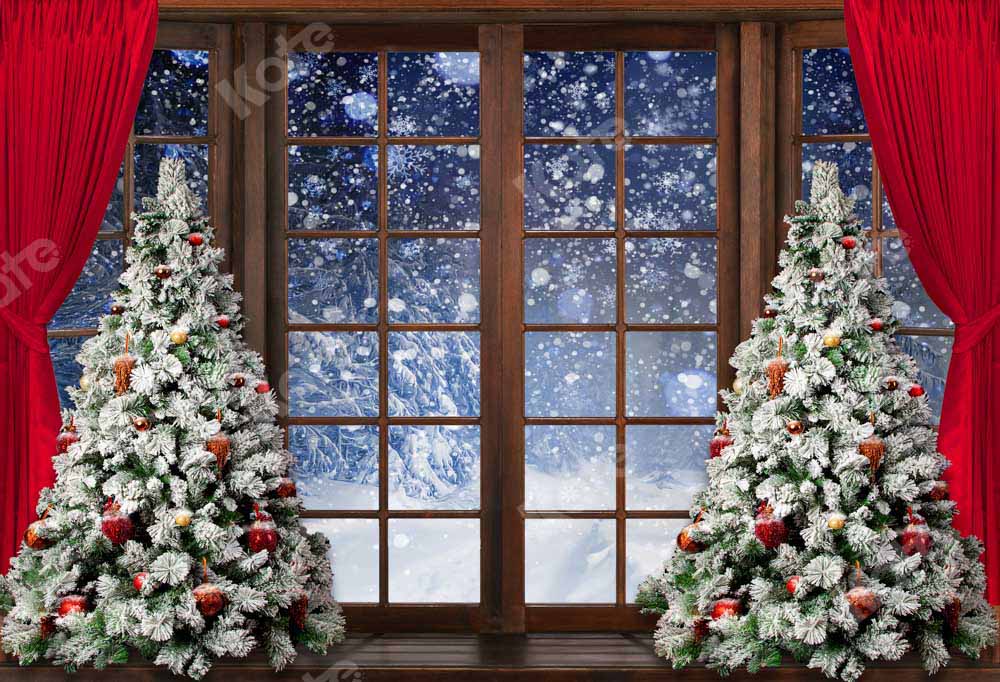 Kate Winter Snow Christmas Window Backdrop Designed by Chain Photography - Image 2