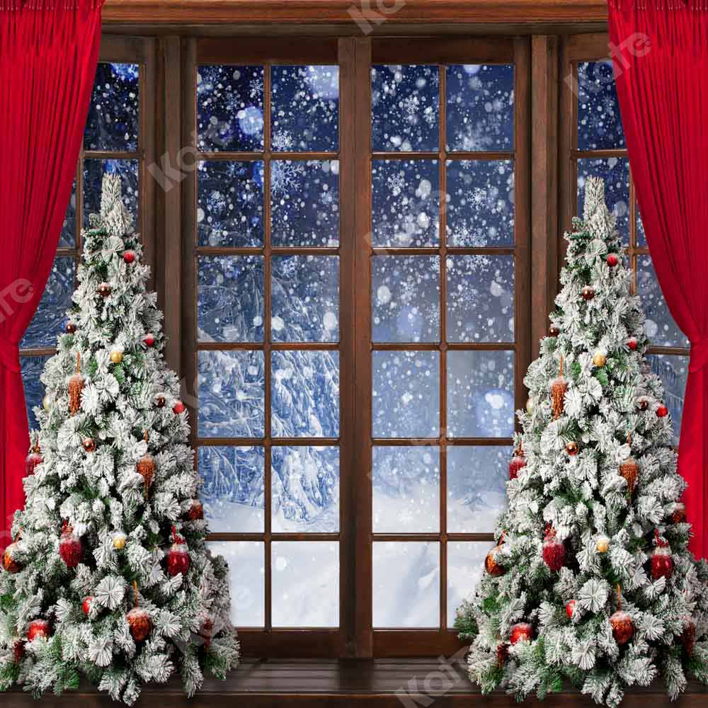 Kate Winter Snow Christmas Window Backdrop Designed by Chain Photography - Image 4