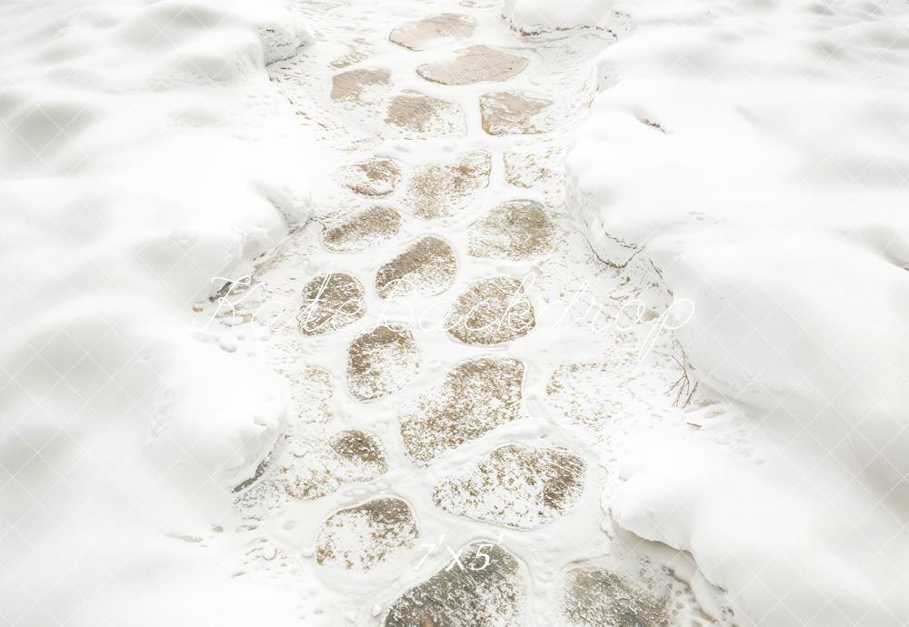 Kate Winter Snow Cobblestone Path Floor Backdrop Designed by Kate Image