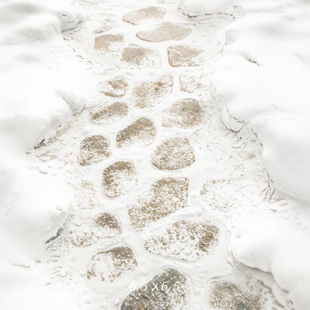 Kate Winter Snow Cobblestone Path Floor Backdrop Designed by Kate Image - Image 2