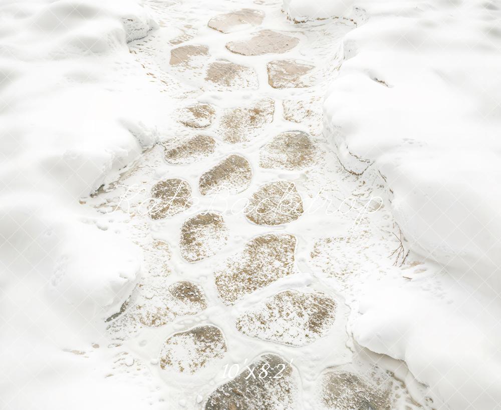 Kate Winter Snow Cobblestone Path Floor Backdrop Designed by Kate Image - Image 3